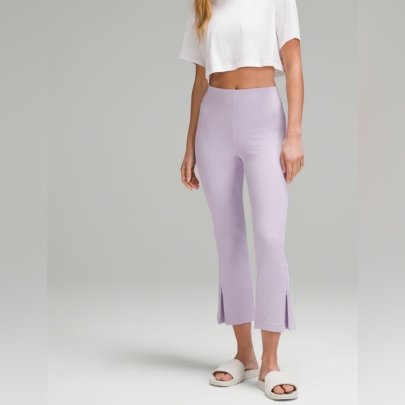 Lululemon Ribbed Softstreme Zip-Leg High-Rise Pants 25" lilac ether size 10 - Picture 1 of 4